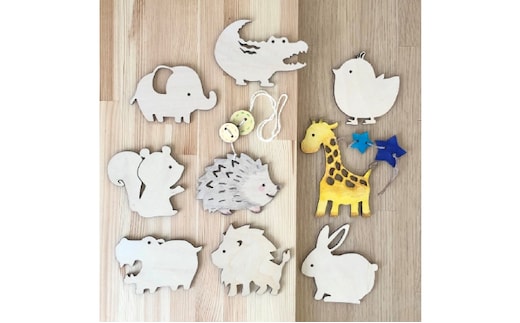 木製モビールてづくりキット［動物園］ 工芸品 インテリア 玩具 おもちゃ 