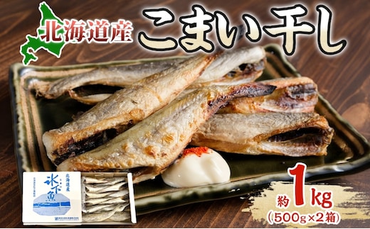 北海道産こまい干し 約1kg(500g×2) 化粧箱入 氷下魚 干し魚 おかず おつまみ 揚げ物 魚貝類 干物 タラ科漁獲急速冷凍塩 味付け 