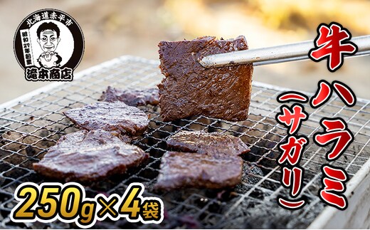 たきもとの牛ハラミ（サガリ）250g×4袋 焼肉 バーベキュー BBQ 牛 牛肉 ハラミ サガリ 冷凍 アウトドア タレ 味付け 北海道 ふるさと納税