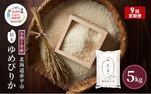 令和7年産 北海道 赤平産 ゆめぴりか 5kg 【限定寄附額】 9ヵ月連続お届け 白米 精米 米 北海道 ごはん ご飯 ライス おにぎり 定期便 定期 お楽しみ 9回
