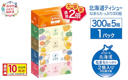 エリエール 北海道ティシュー 300組 5箱×1パック なまらたっぷり 大容量 最短 10日以内 最短配送 ボックスティシュー 箱ティッシュ まとめ買い ペーパー 紙 防災 常備品 消耗品 備蓄 日用品 生活必需品 北海道 赤平市