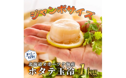 30-125 北海道オホーツク海産ホタテ玉冷ジャンボサイズ(1kg)