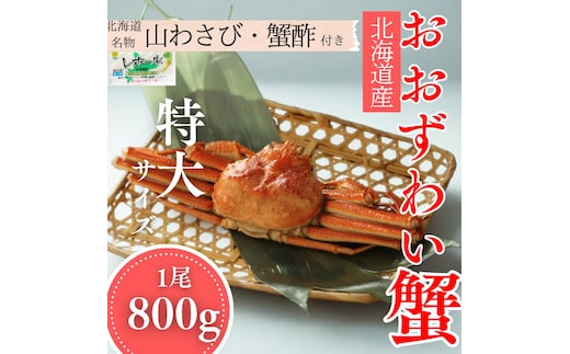 20-290 【年内発送12月15日入金まで】【北海道産】特大サイズ オオズワイガニ姿 800g以上1尾 ｜ 蟹酢・山わさび付 かに おおずわいがに within2025
