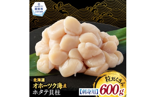 14-256 【訳あり】北海道オホーツク産ホタテ貝柱(生食用)小粒大入 600g ｜ サイズ不揃い ワケアリ 訳あり ほたて ホタテ 帆立 貝柱 玉冷