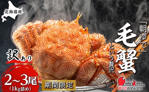 北海道産【朝ゆで】訳あり毛ガニ 1.0kg詰 期間限定！≪かにのマルマサ≫