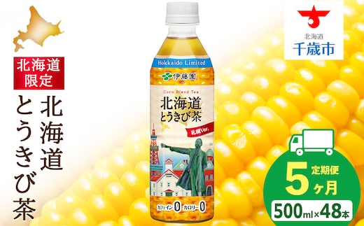 【定期便5カ月】北海道とうきび茶 500ml×24本×2【北海道限定】