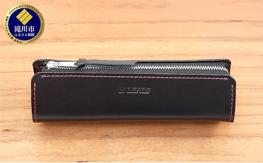 牛革 メガネ・ペンケース ブラック