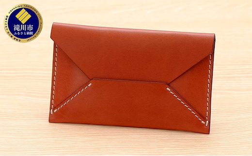 牛革 レター型名刺入れ ブラウン