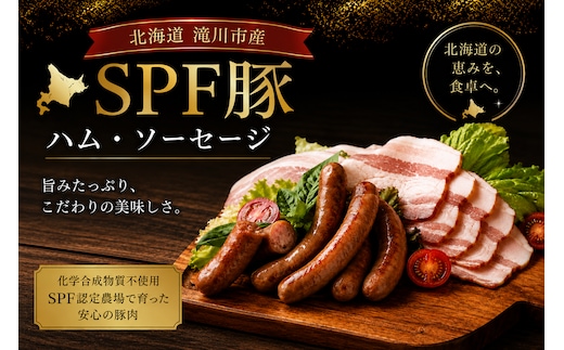 北海道滝川産 SPF豚 ロースハム＆ソーセージセット | 詰め合わせ ブランド豚 豚肉 国産 ウインナー ウィンナー ハム 加工品 天然腸 肉 お肉 ポーク 北海道産 おつまみ 朝食 BBQ バーベキュー ビール キャンプ ギフト 贈答 冷凍
