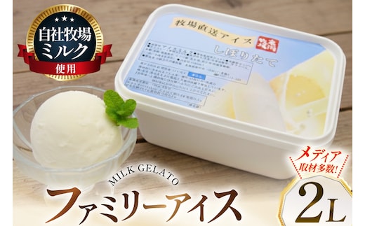 テレビで紹介！ アイス ジェラート ミルク 2L ファミリーサイズ ジャンボサイズ [岩瀬牧場 北海道 砂川市 12260961] 冷凍 アイスクリーム 詰め合わせ スイーツ