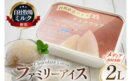 テレビで紹介！ アイス ジェラート チョコココア 2L ファミリーサイズ ジャンボサイズ [岩瀬牧場 北海道 砂川市 12260963] 冷凍 アイスクリーム 詰め合わせ スイーツ