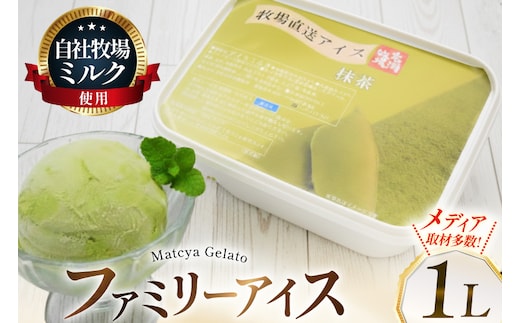 テレビで紹介！ アイス ジェラート 抹茶 1L ファミリーサイズ ジャンボサイズ [岩瀬牧場 北海道 砂川市 12260965] 冷凍 アイスクリーム 詰め合わせ スイーツ