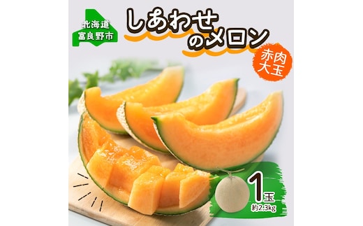 ＜2026年発送＞ ふらの産 しあわせのメロン 赤肉 大玉 1玉 約2.3kg メロン 富良野メロン