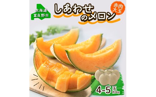 ＜2026年発送＞ふらの産 しあわせのメロン 赤肉 4～5玉 計8kg メロン 富良野メロン