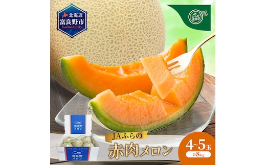 【2026年8月～発送】JAふらの 赤肉メロン 4～5玉（計8kg）富良野市 メロン フルーツ 果物