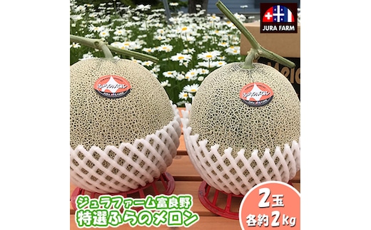 【2026年6月下旬～発送】特選 ふらの メロン 2玉 計約4kg 北海道 富良野市 赤肉メロン (ジュラファーム富良野) メロン フルーツ 果物 新鮮 甘い 贈り物 ギフト 道産 ジューシー おやつ ふらの ブランド 夏