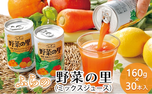 ふらの 野菜の里 160g×30本入 野菜 果物 ミックスジュース (ジュース 野菜ジュース 飲み物 缶 北海道 送料無料 道産 富良野市 ふらの)