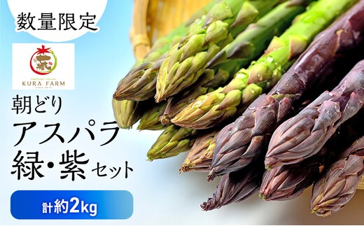 【2027年5月より発送】北海道 富良野市産 アスパラ 緑・紫(サイズ混合) 計約2kg セット 食べ比べ 朝どり 露地 アスパラガス 詰め合わせ 野菜 新鮮 数量限定 先着順【藏ファーム】