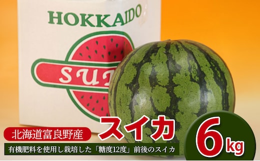 【2026年夏発送】スイカ 2L 1玉 ≪6kg以上≫ 北海道 富良野市 フルーツ 果物 すいか