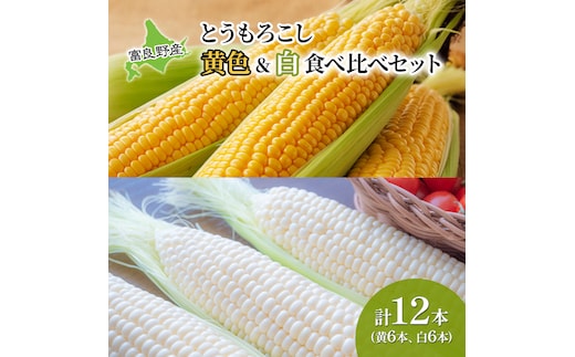 【2026年夏発送】 とうもろこし 食べ比べ 富良野産とうもろこし 黄6本・白6本セット 北海道 富良野 ふらの コーン とうきび トウモロコシ ホワイトコーン 野菜 甘い