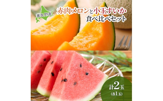 【2026年夏発送】 メロン スイカ 富良野の旨さ 赤肉メロン と 小玉すいか セット 各1玉 北海道 ふらの めろん すいか 西瓜 甘い ジューシー