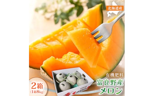【糖度15度以上 赤肉メロン】富良野産 メロン 8kg サイズいろいろ 2箱｜北海道富良野市 7～8月発送 ご褒美 シェア プレゼント メロン 赤肉メロン 富良野メロン 果物 フルーツ 甘い 夏季限定