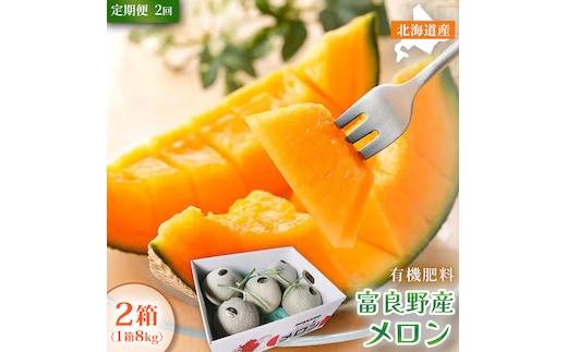 【定期便2ヵ月】糖度15度以上 赤肉メロン 富良野産 メロン 8kg サイズいろいろ 2箱×全2回｜北海道富良野市 7～8月発送 ご褒美 シェア プレゼント メロン 赤肉メロン 富良野メロン 果物 フルーツ 甘い 夏季限定