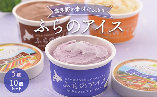 北海道富良野市 ふらの アイスクリーム 10個 5種×2個 (ディームファクトリー) アイス デザート 北海道 富良野市 道産 直送 ふらの 贈り物 ギフト