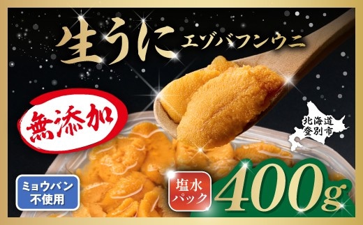 無添加 極上 エゾバフンウニ塩水パック 400g 配送期間C：1月下旬～3月下旬迄 | うに 高級 ウニ雲丹 生ウニ エゾバフンウニ 塩水パック 北海道 登別 人気 送料無料