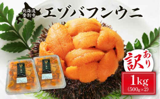 ≪規格外品1kg≫ 無添加 エゾバフンウニ塩水パック1kg 配送期間B：10月下旬〜11月下旬迄 [mh-0250_B]