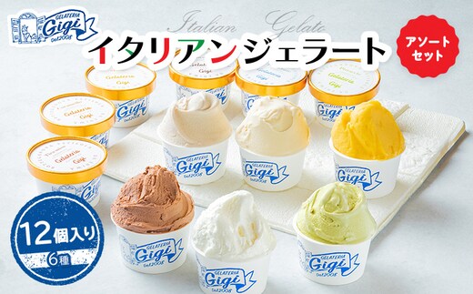 ジェラテリアGigiのイタリアンジェラート6種12個入アソートカップサイズ【43000102】