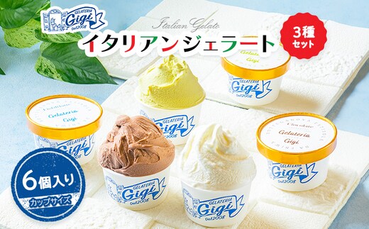 ジェラテリアGigiのイタリアンジェラート３種【カップサイズ6個】【43003302】