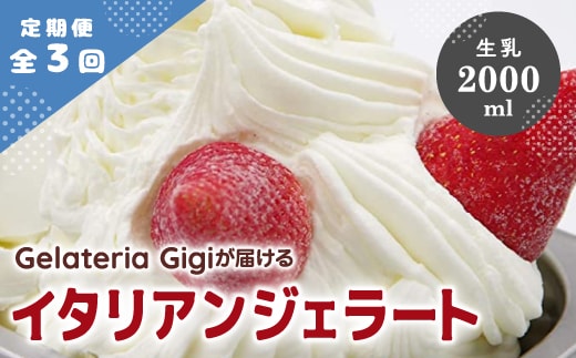 【定期便：全3回】ジェラテリアGigiのイタリアンジェラート『生乳』2000ml【43004603】