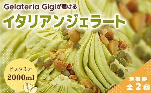 【定期便：全2回】ジェラテリアGigiのイタリアンジェラート『イタリア産ピスタチオ』2000ml【43004702】