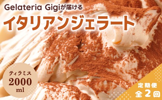【定期便：全2回】ジェラテリアGigiのイタリアンジェラート『ティラミス』2000ml【43004903】