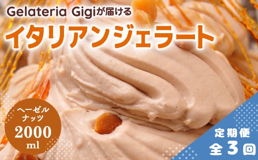 【定期便：全3回】ジェラテリアGigiのイタリアンジェラート『イタリア産ヘーゼルナッツ』2000ml【43005203】