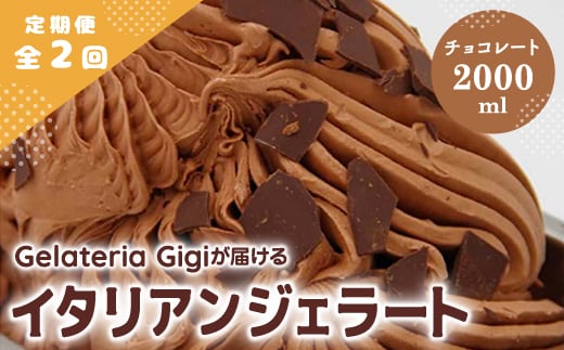 【定期便：全2回】ジェラテリアGigiのイタリアンジェラート『チョコレート』2000ml【43005302】