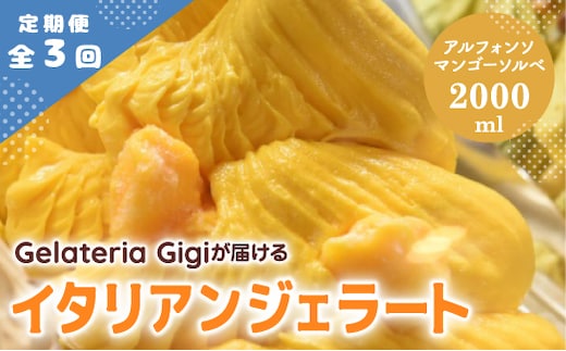 【定期便：全3回】ジェラテリアGigiのイタリアンジェラート『アルフォンソマンゴーソルベ』2000ml【43006402】