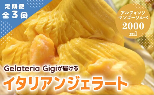 【定期便：全3回】ジェラテリアGigiのイタリアンジェラート『アルフォンソマンゴーソルベ』2000ml【43006403】