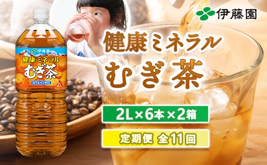 『定期便：全11回』健康ミネラルむぎ茶2L×6本×2箱【50002301】