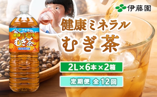 『定期便：全12回』健康ミネラル麦茶2L×6本×2箱【500024】