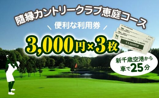 隨縁カントリークラブ恵庭コースゴルフ場利用券(3000円×3枚)【55002】