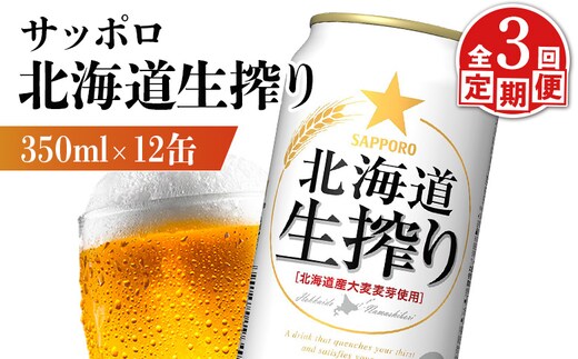 【定期便：3回】サッポロ 北海道生搾り 350ml×12缶【880153】