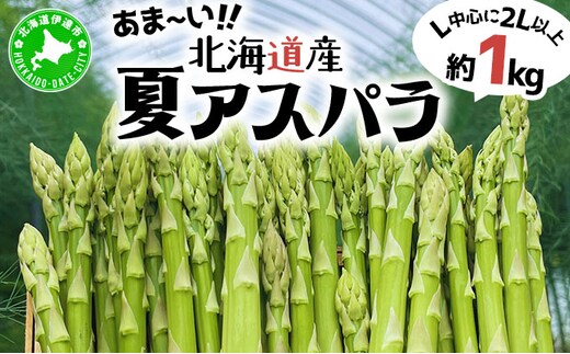 ＜先行予約＞あまーい！北海道産夏アスパラ(A品) 1kg【ffk-003】北海道 伊達市 野菜 新鮮 アスパラガス ふるさと納税 送料無料