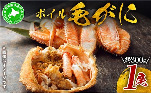 北海道 噴火湾産 冷凍 ボイル 毛がに 約300g×1尾【55250779】