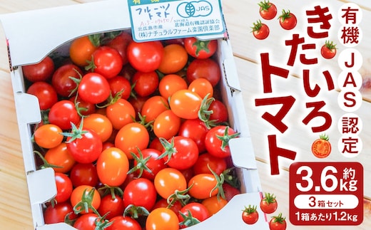 有機JAS認定「きたいろトマト」1.2kg×3箱 (3.6kg)【2026年7月下旬~9月下旬迄発送予定】 トマト とまと 食べ頃 野菜 やさい 有機 北海道