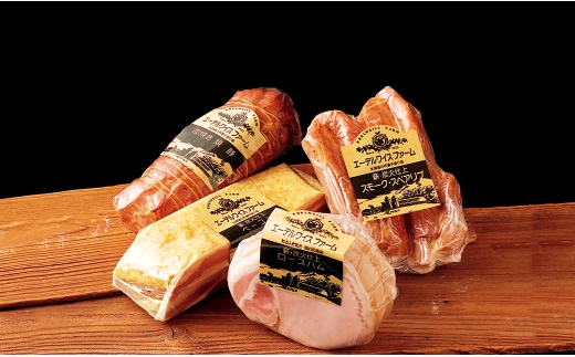 【簡易包装】薪・炭火仕上げ ハム・ベーコン・焼豚・スペアリブセット 1120g(O-1-k)ロースハム ベーコンブロック 北海道 北広島市 エーデル