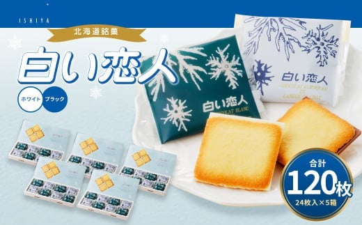 白い恋人 (ホワイト&ブラック) 120枚(24枚入×5箱) ラングドシャ クッキー チョコ お菓子 おやつ 北海道 北広島市