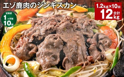 【1ヶ月毎10回定期便】エゾ鹿肉のジンギスカン 計1.2kg(300g×4パック)