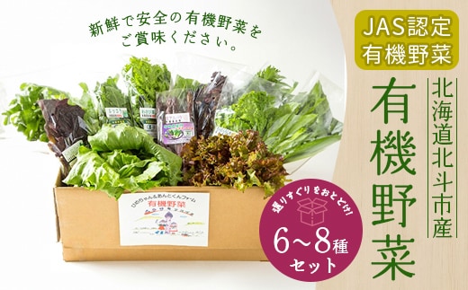 【JAS認定有機野菜】北斗市産 有機野菜6～8種類野菜セット 紙箱入(季節で種類が変わります) HOKB020